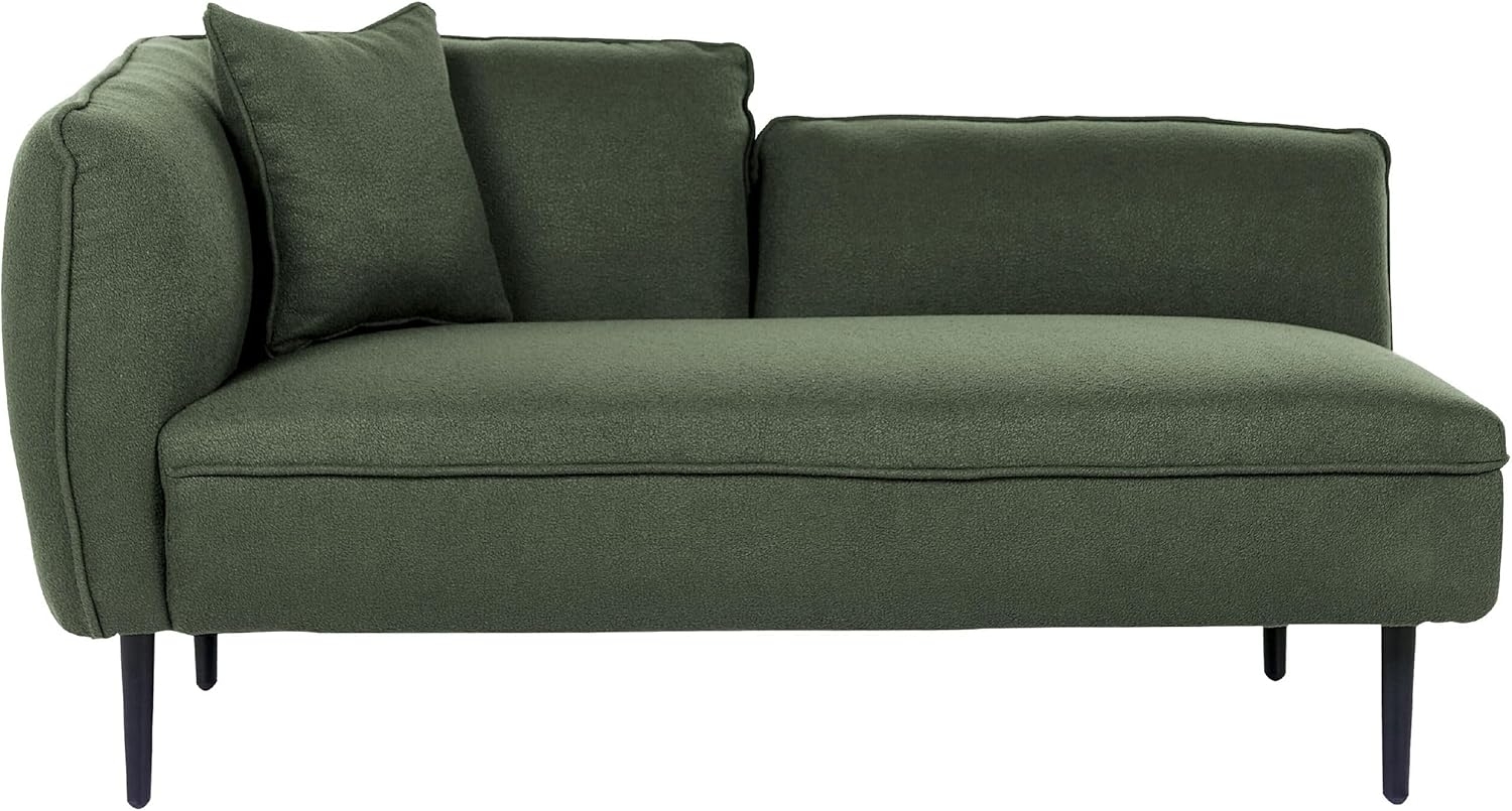 Chaiselongue Bouclé dunkelgrün linksseitig CHEVANNES Bild 1