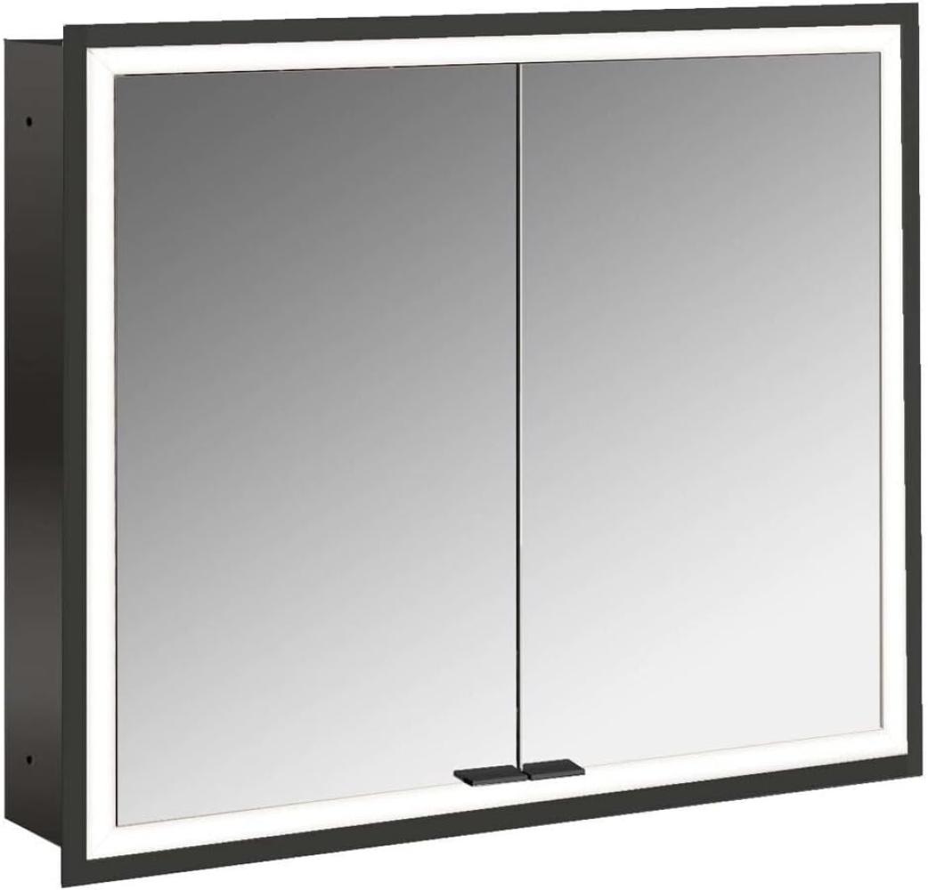 Emco asis prime Lichtspiegelschrank, Unterputzmodell, 2 Türen, mit Lichtpaket, 800mm, Ausführung: Gehäuse schwarz - Rückwand verspiegelt - 949713372 Bild 1