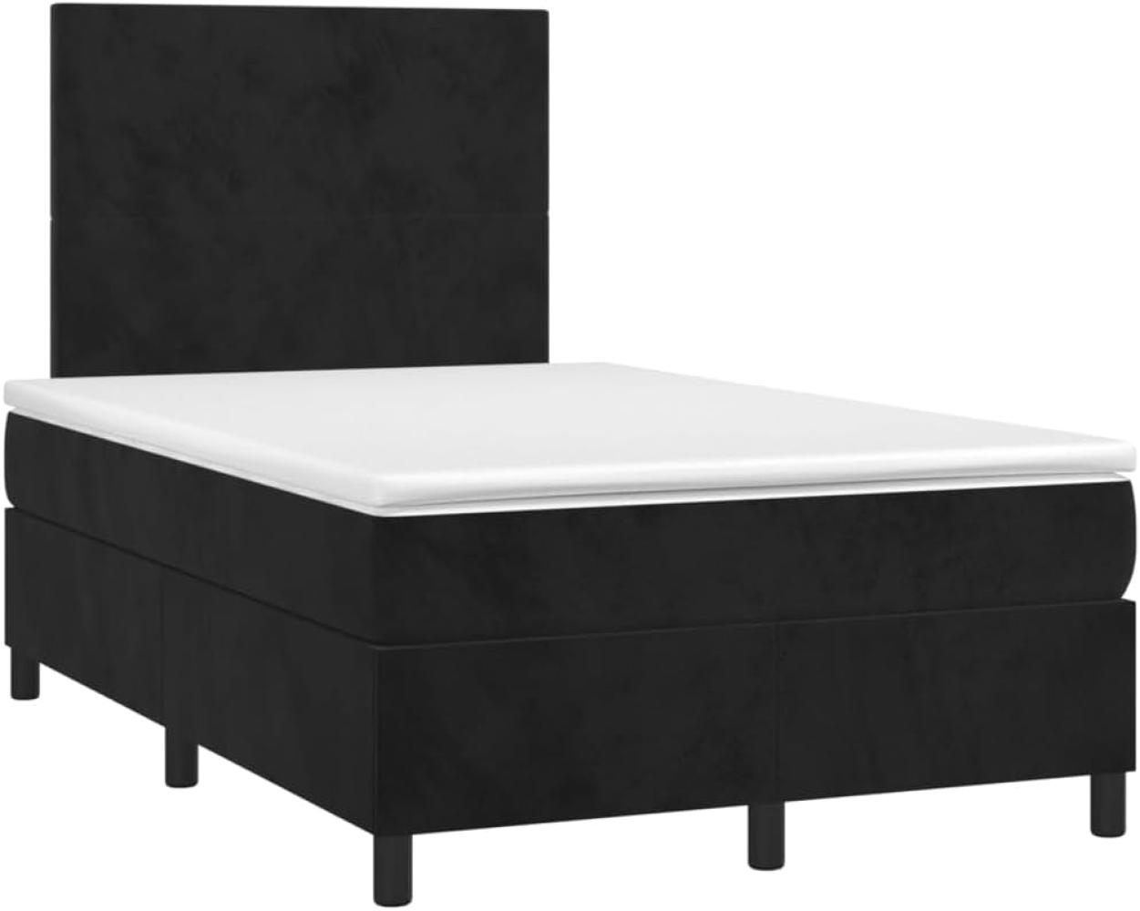 vidaXL Boxspringbett mit Matratze Schwarz 120x200 cm Samt, Härtegrad: H2 [3142895] Bild 1