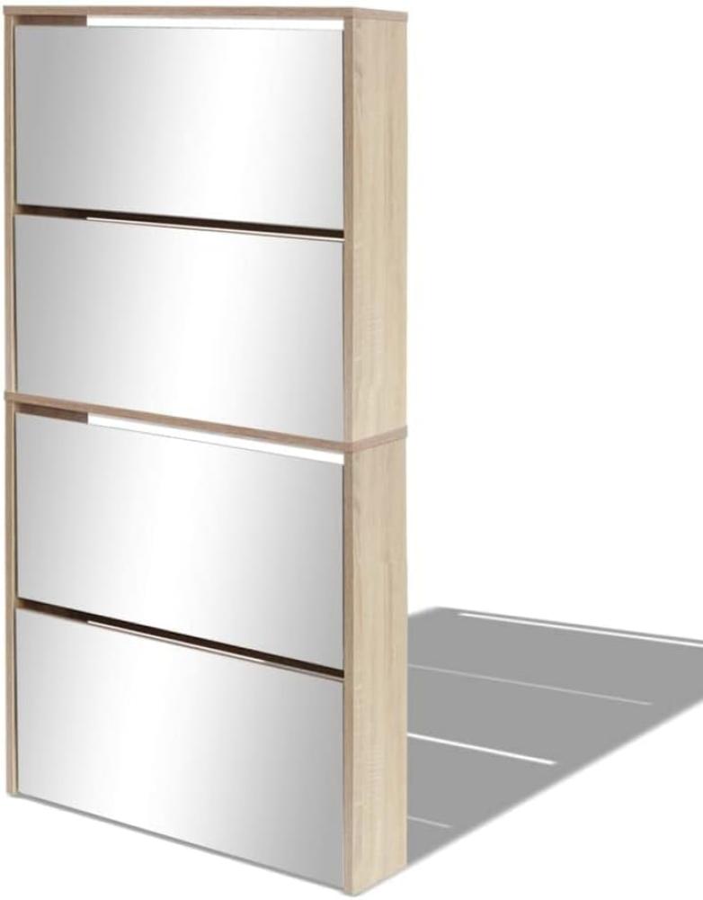 vidaXL Schuhschrank mit 4 Fächern Spiegel Eiche 63×17×134 cm 273935 Bild 1