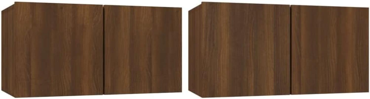 TV-Wandschrank Braun Eiche 2 Stk. 60 x 30 x 30 cm Holzwerkstoff Bild 1