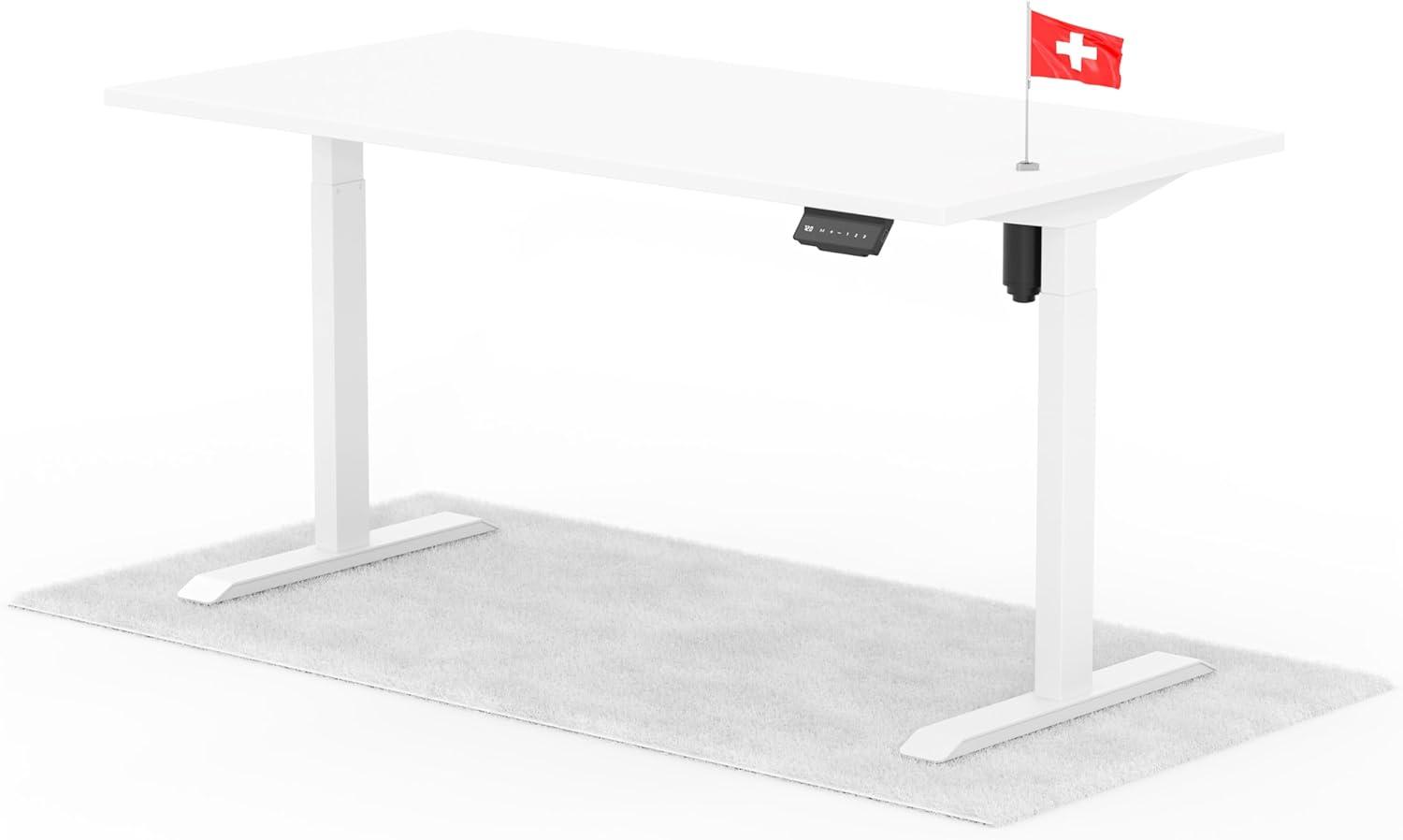 elektrisch höhenverstellbarer Schreibtisch ECO 160 x 80 cm - Gestell Weiss, Platte Weiss Bild 1