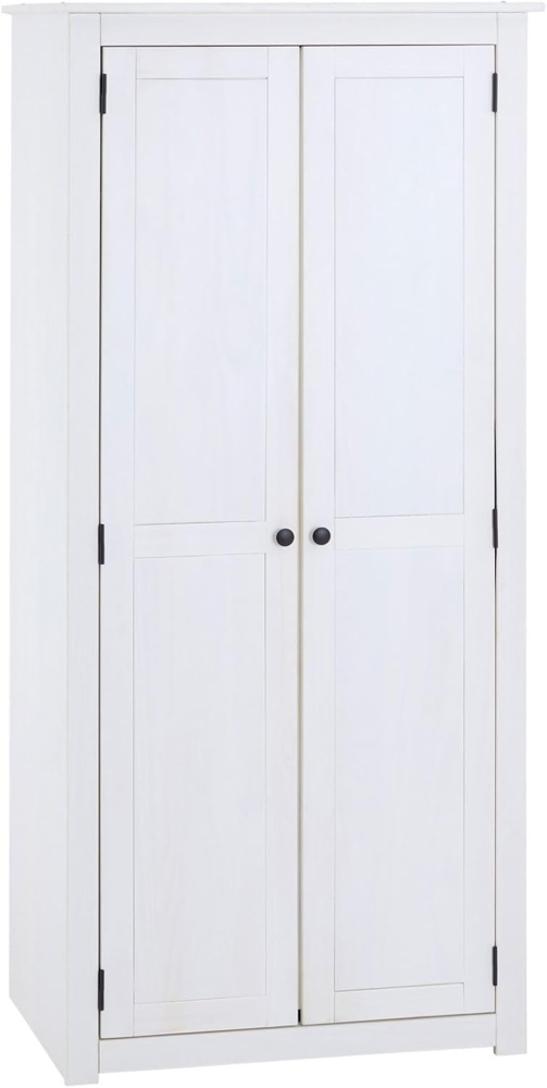 CARO-Möbel Kleiderschrank PAULO Kleiderschrank mit 2 Türen aus Kiefer Schrank mit großem Fach und Klei Bild 1