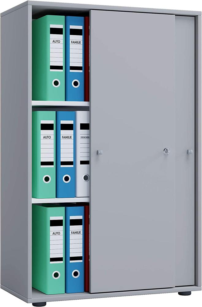 VCM Büroschrank Lona XL mit Schiebetüren Grau Bild 1