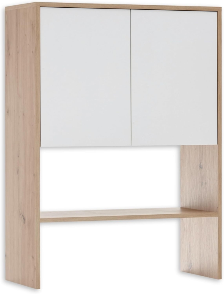 NERJA Schrankaufsatz für Waschmaschinenschrank, Artisan Eiche Optik / Weiß - Aufsatzschrank für zusätzlichen Stauraum im Badezimmer & Waschküche - 75 x 103 x 32 cm (B/H/T) Bild 1