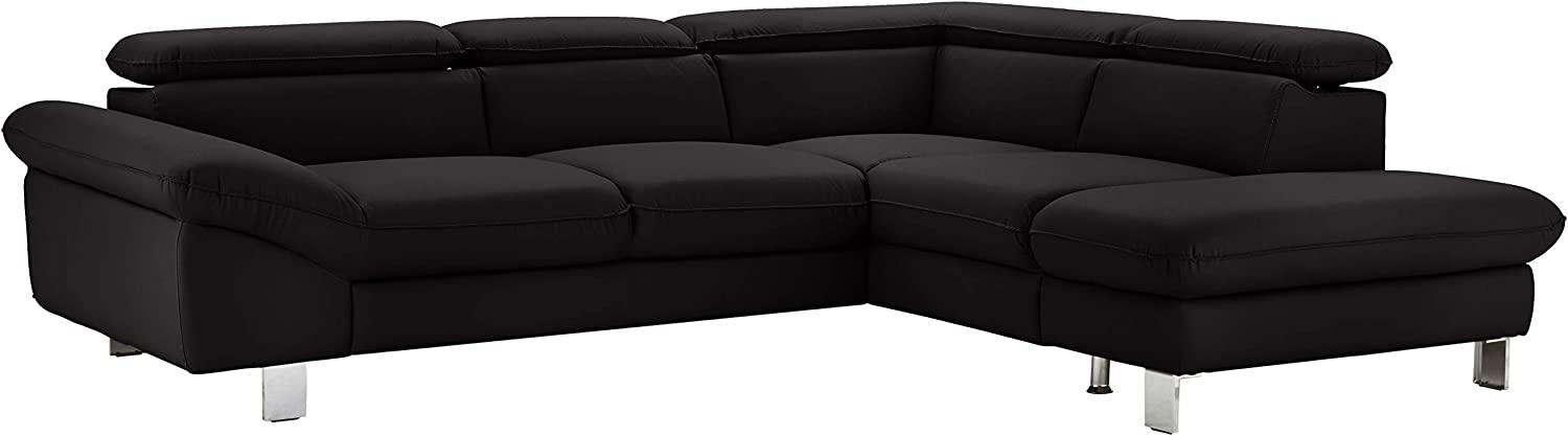 Mivano Ecksofa Driver mit Ottomane rechts, Ledercouch im modernen Design, Inkl. verstellbare Kopfstützen, 266 x 73 x 214, Kunstleder, Schwarz Bild 1