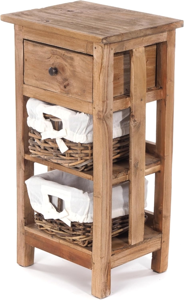 DESIGN DELIGHTS Konsolentisch KOMMODE TOWER, 70x38 cm (HxB), Holz, mit Rattan Körben, Badschrank Bild 1