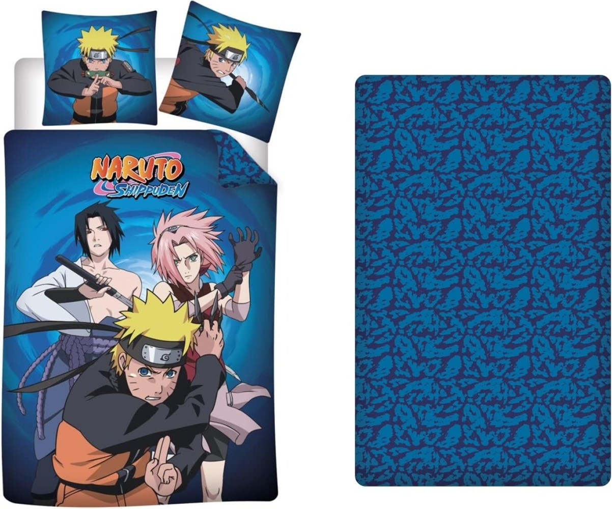 Naruto – Bettwäsche-Set mit 1x Bettbezug(140x200cm), 1x Kissenbezug(63x63cm) & 1x Spannbettlaken(90x200cm) Bild 1