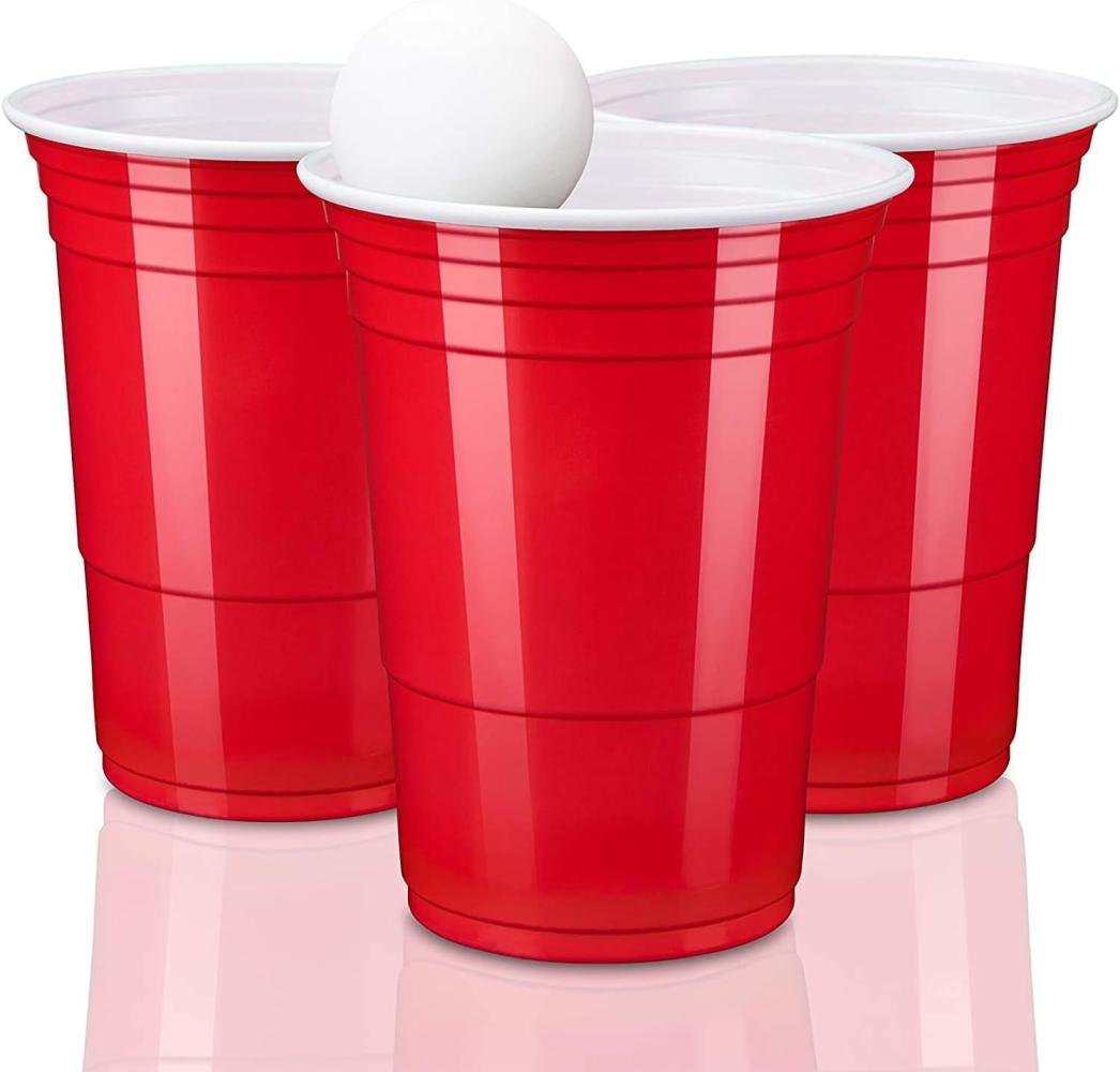 TRESKO Rote Partybecher, 100 Stück, Beer Pong Red Cups Bild 1