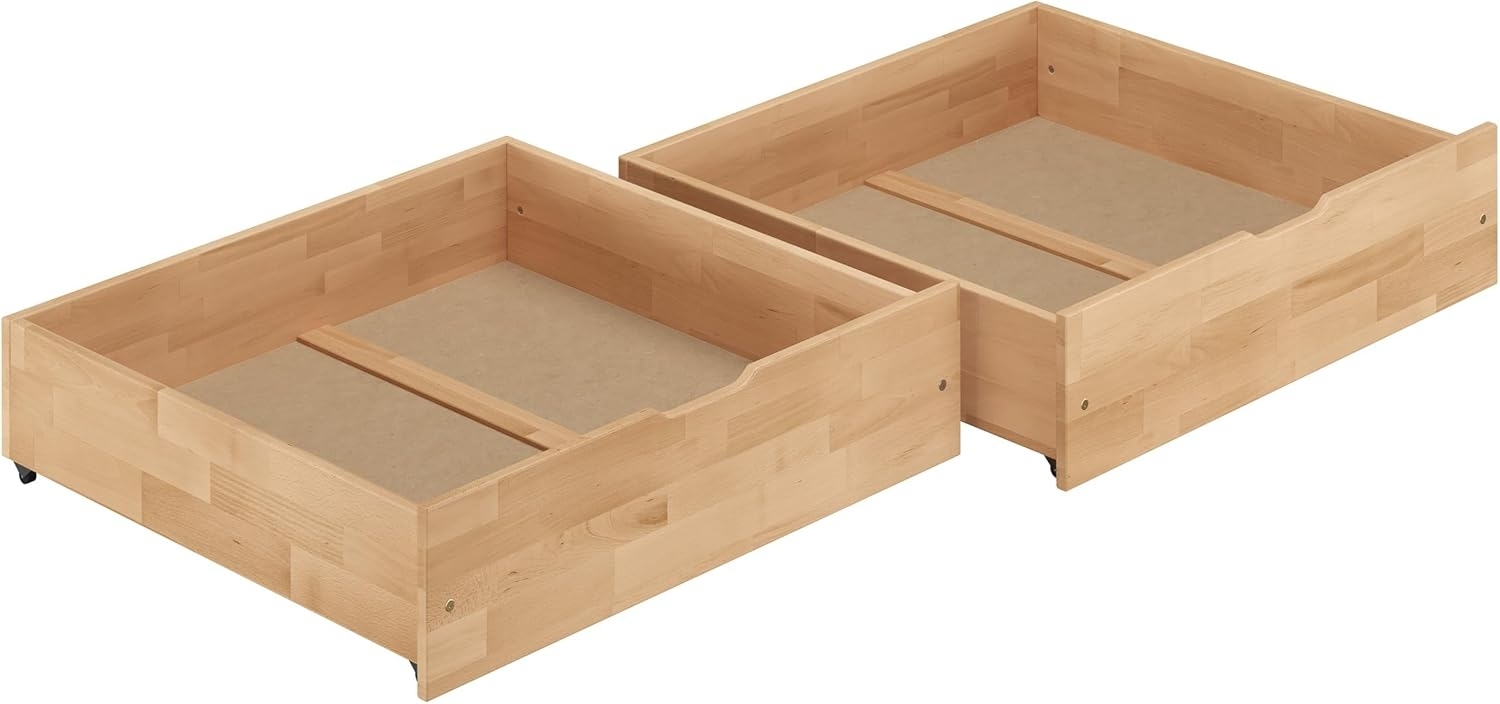 Einzelner Bettkasten für Bett, Buche farblos lackiert Bild 1