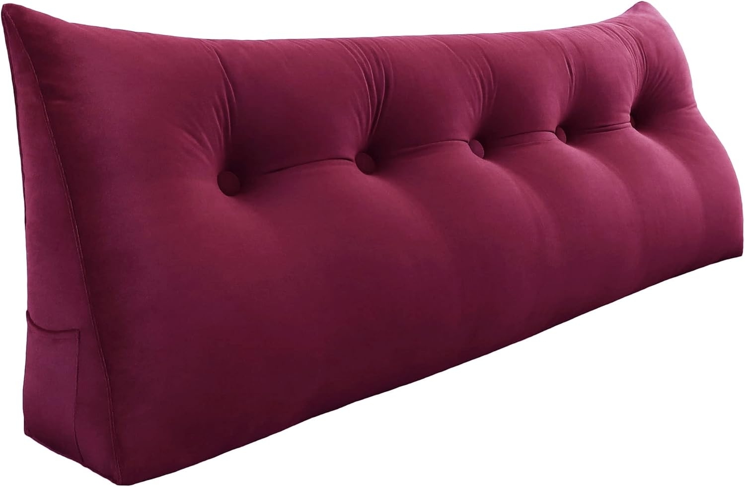 VERCART Großes Keil Lesekissen, Langes Bettruhe Rückenkissen, Dekoratives Kopfteilkissen, Dreieckiges Positionierungs Körperkissen für Tagesbett oder Couch, Samt Weinrot, 180cm Bild 1