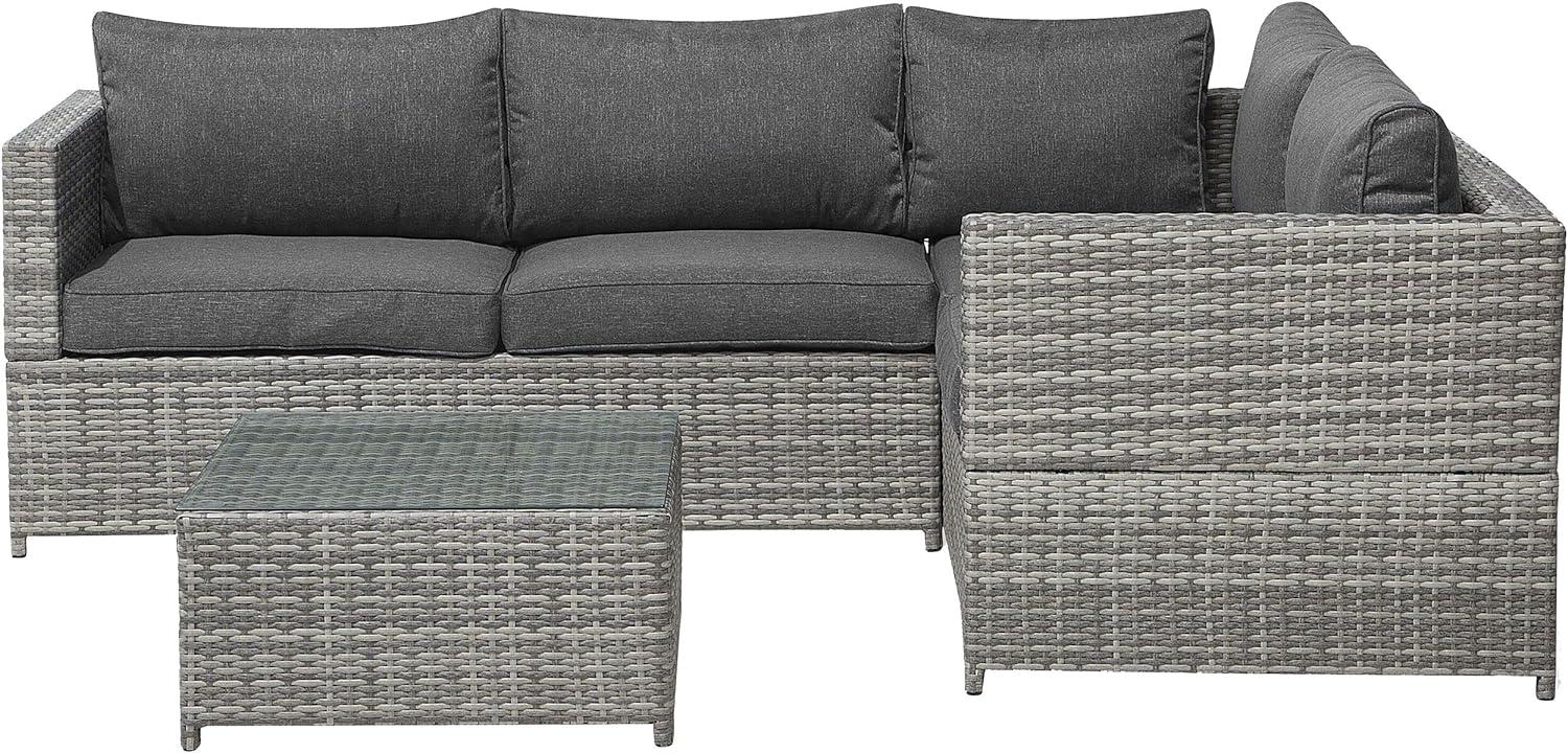 Lounge Set AVOLA PE Rattan Grau Linksseitig Bild 1