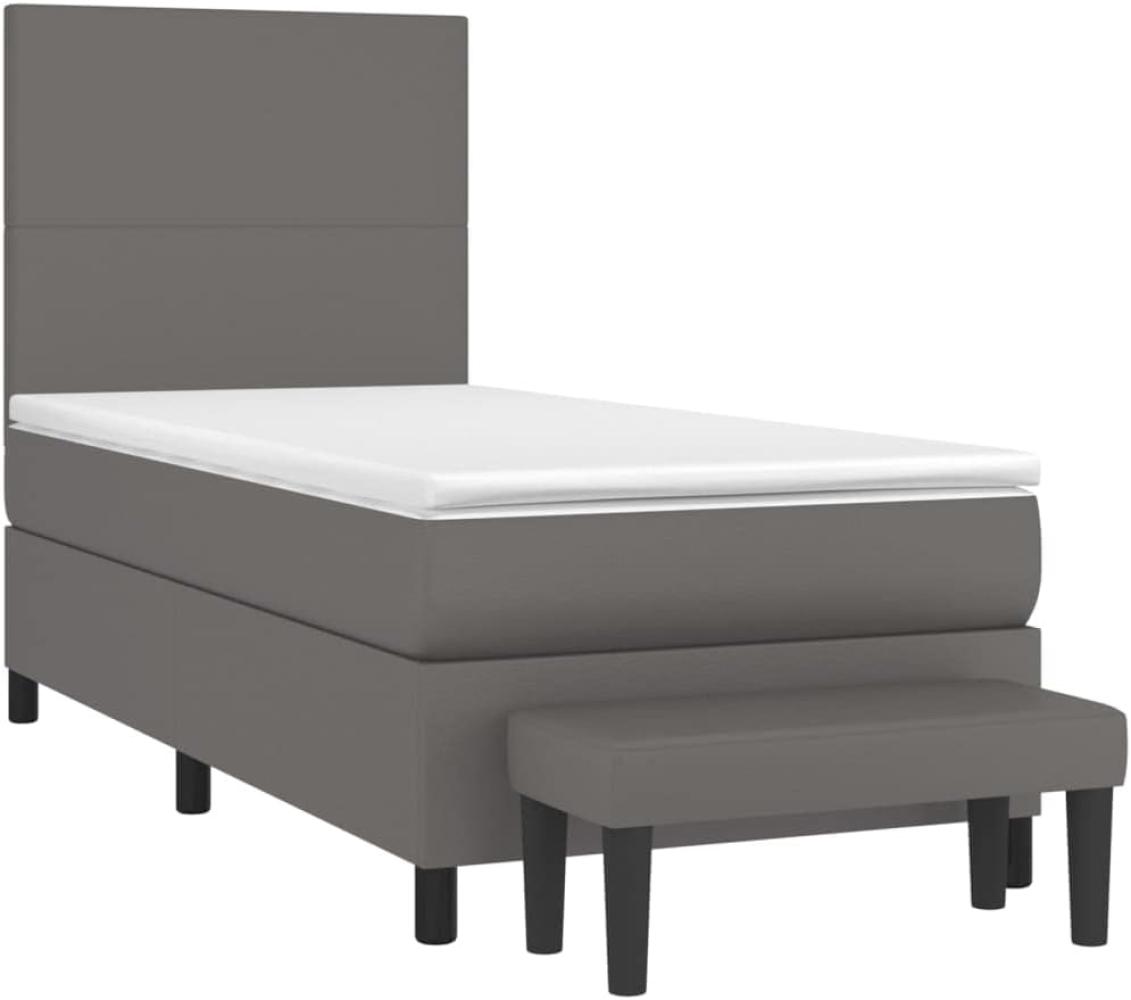 vidaXL Boxspringbett mit Matratze Grau 80x200 cm Kunstleder 3137513 Bild 1