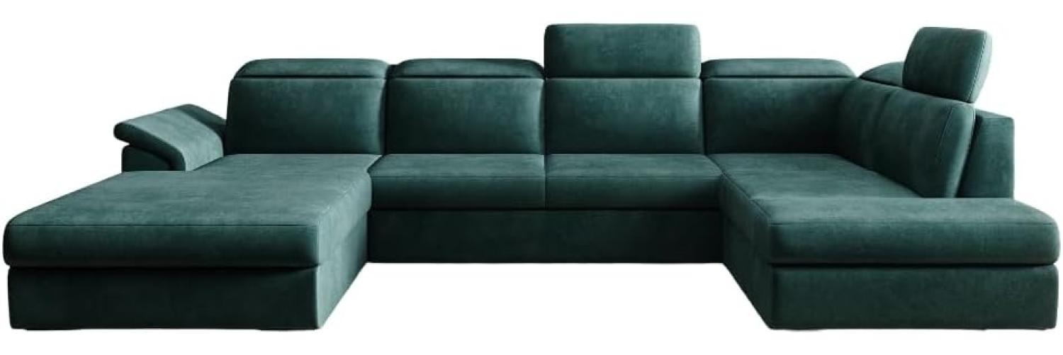 Designer Sofa Emiliano mit Schlaf- und Klappfunktion Samt Grün Links Bild 1