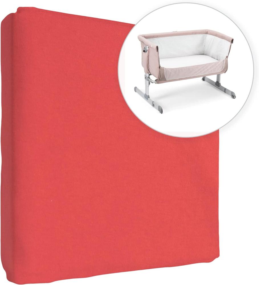 Jersey 100% Baumwolle Spannbettlaken für 83 x 50 cm Baby Co-Sleeper Kinderbett Matratze (Rot) Bild 1