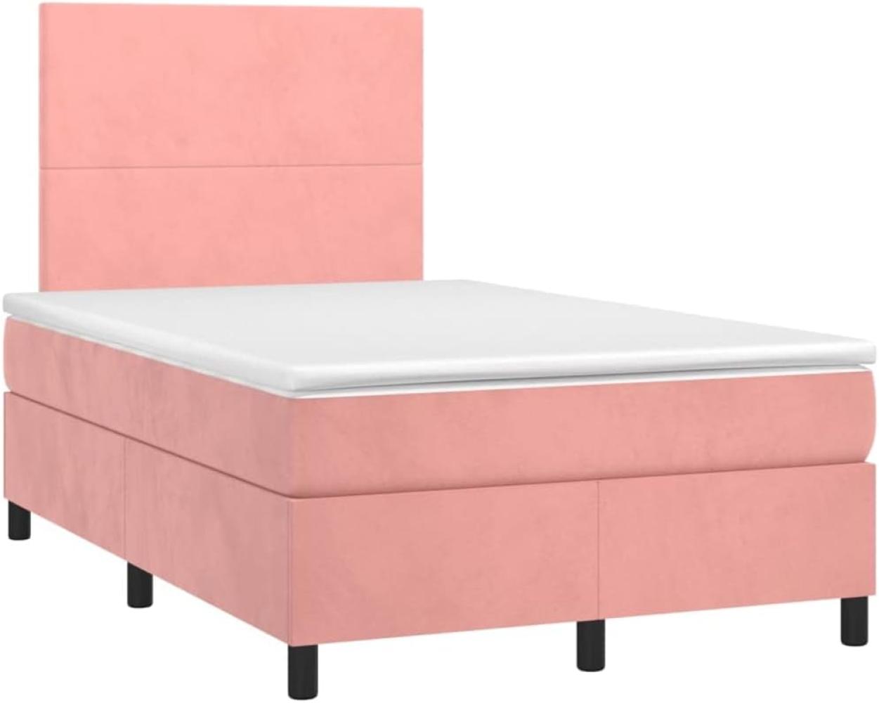 vidaXL Boxspringbett mit Matratze & LED Rosa 120x200 cm Samt 3135998 Bild 1