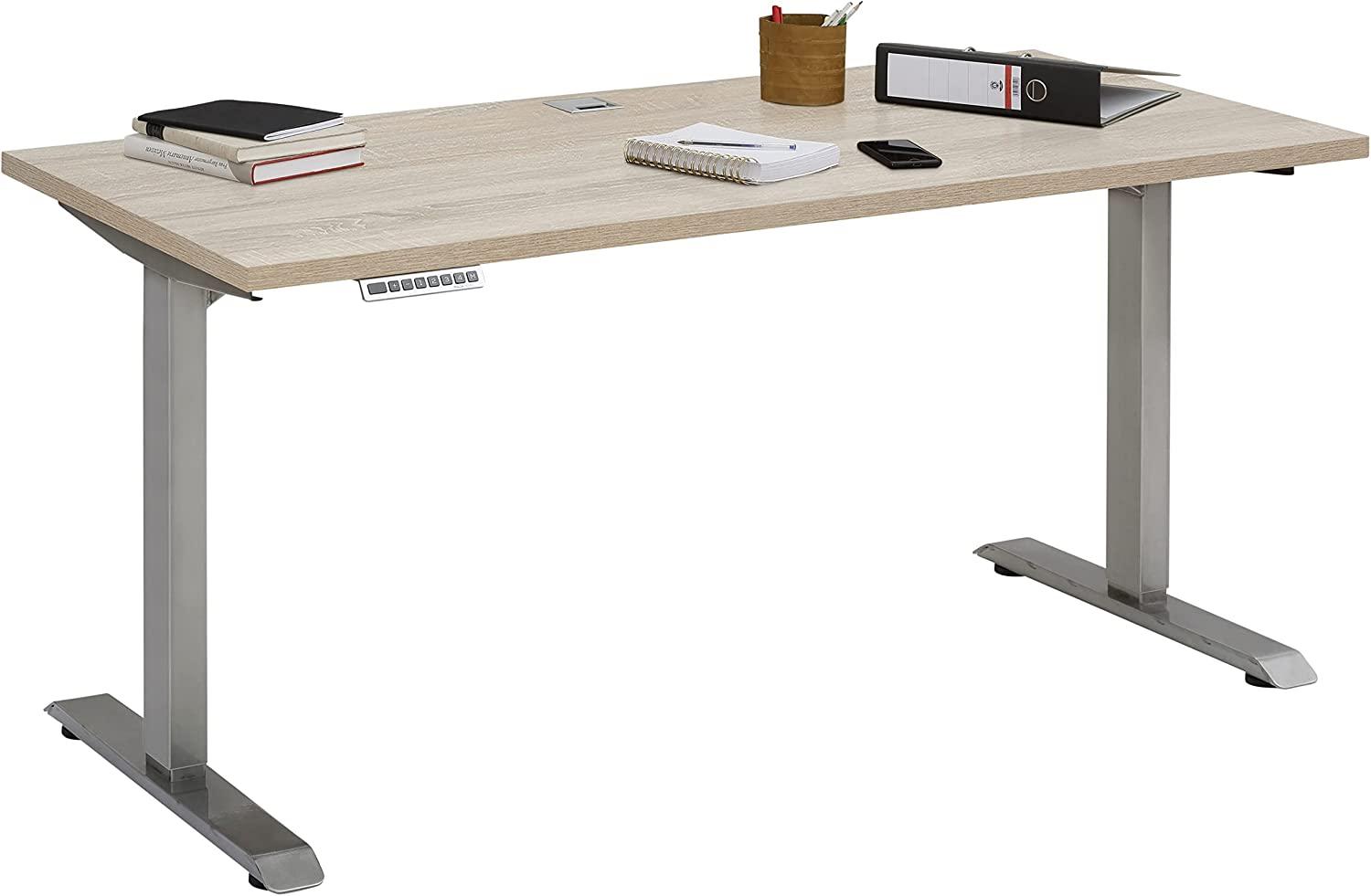 Schreibtisch >EDJUST< (BxHxT: 150 x 120 x 80 cm) Roheisen lackiert - Sonoma Eiche Bild 1