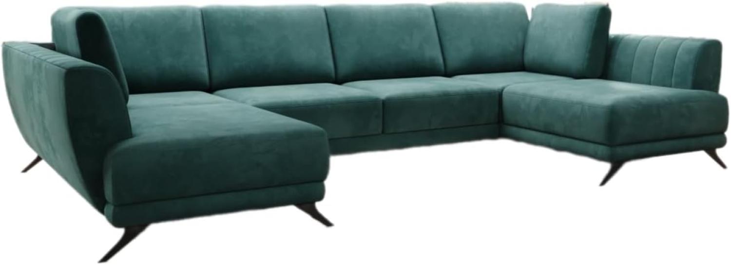 Designer Sofa Nina mit Schlaffunktion Samt Grün Bild 1