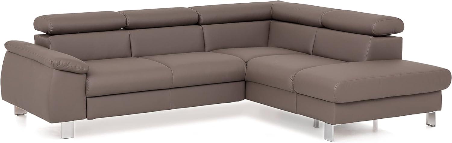 Mivano Ecksofa Micky mit Ottomane / L-Form-Sofa mit Schlaffunktion, Stauraum und Kopfteilverstellung / 249 x 72 x 207 / Kunstleder, Braun Bild 1