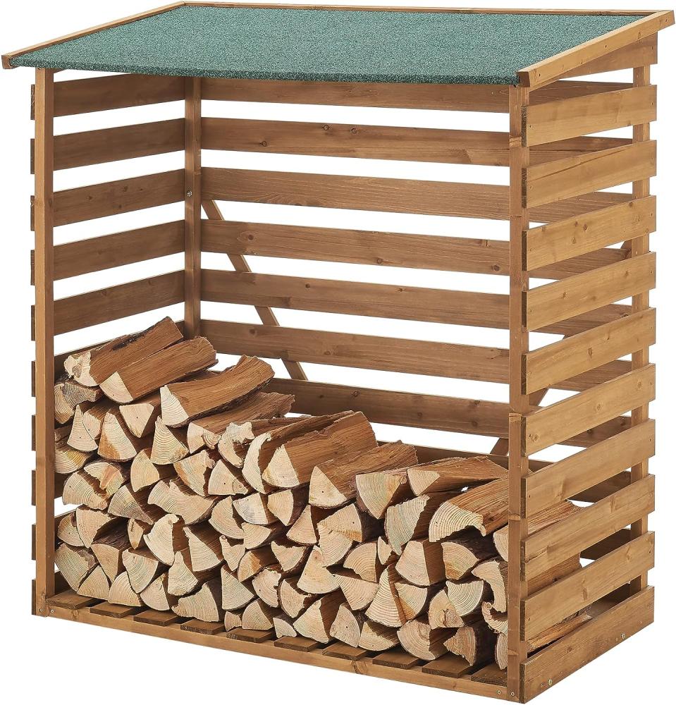 Brennholzunterstand 123x116x64cm Natur Tannenholz [en. casa] Bild 1