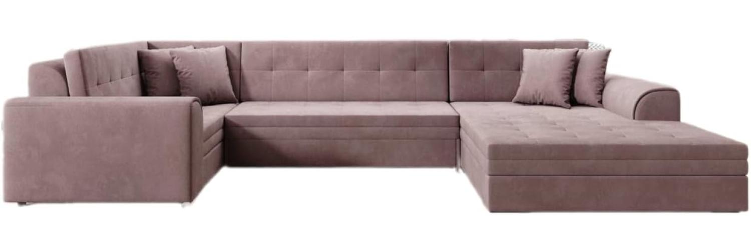 Designer Sofa Velio mit Schlaffunktion Samt Rosé Rechts Bild 1