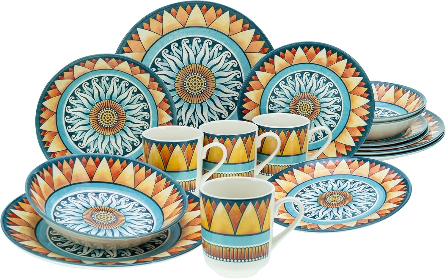 CreaTable Kombiservice Soleil bunt Kombiservice 16-tlg (16-tlg), 4 Personen, Steingut Bild 1