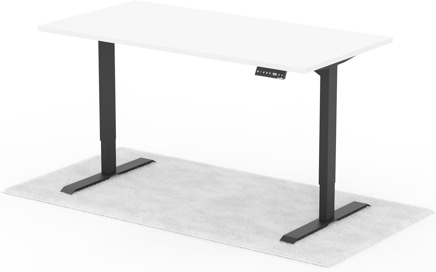 elektrisch höhenverstellbarer Schreibtisch DESK 160 x 80 cm - Gestell Schwarz, Platte Weiss Bild 1