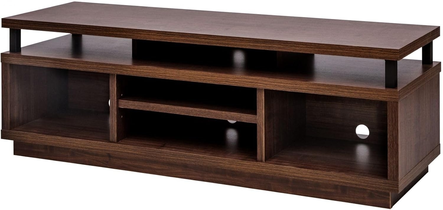 Iris Ohyama, TV-Ständer/TV-Schrank/TV-Holzständer/TV-Ständer mit 5 offenen Regalen/TVs bis 55, KabelführungslöcherBüro, Schlafzimmer, Wohnzimmer - TV Cabinet Middle - OTS-125M - Braun Bild 1