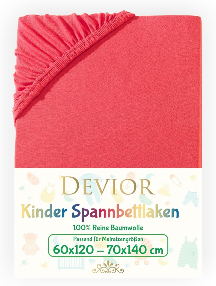 Devior Spannbettlaken Kinder Spannbetttuch 60x120 - 70x140 cm Bettlaken Tuch 100% Baumwolle, Jersey, Gummizug: Rundumgummizug, Matratzen Bezug bis 12cm Matratzenhöhe Bild 1