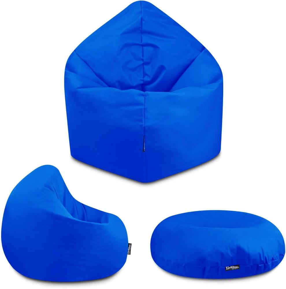 BuBiBag - 2in1 Sitzsack Bodenkissen - Outdoor Sitzsäcke Indoor Beanbag, Blau, Ø 125,0 cm Bild 1