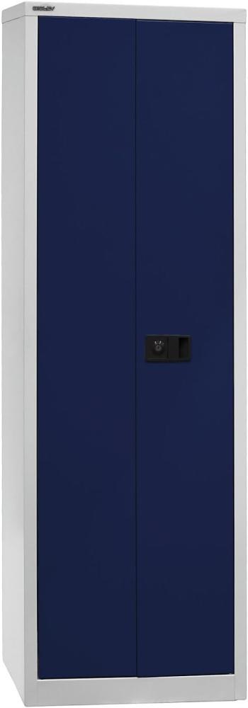 Bisley 'Universal' Flügeltürenschrank, Oxfordblau / Lichtgrau, 195 x 40 x 60 cm, 4 Fachböden Bild 1