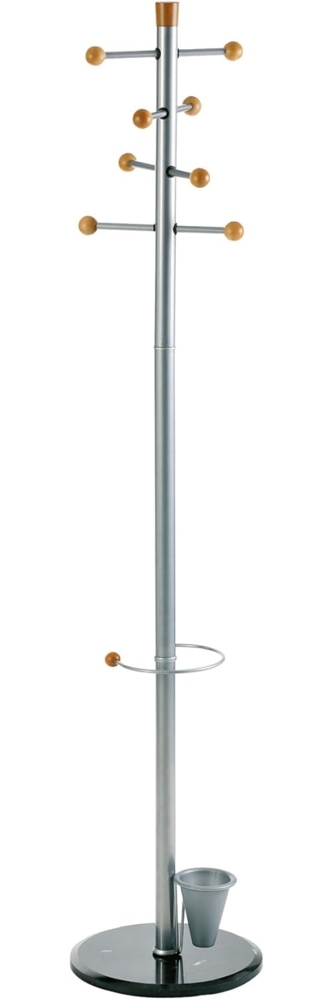 ALCO-Albert 2807 Standgarderobe mit Marmorfuß, ca. 175 cm, silber Bild 1