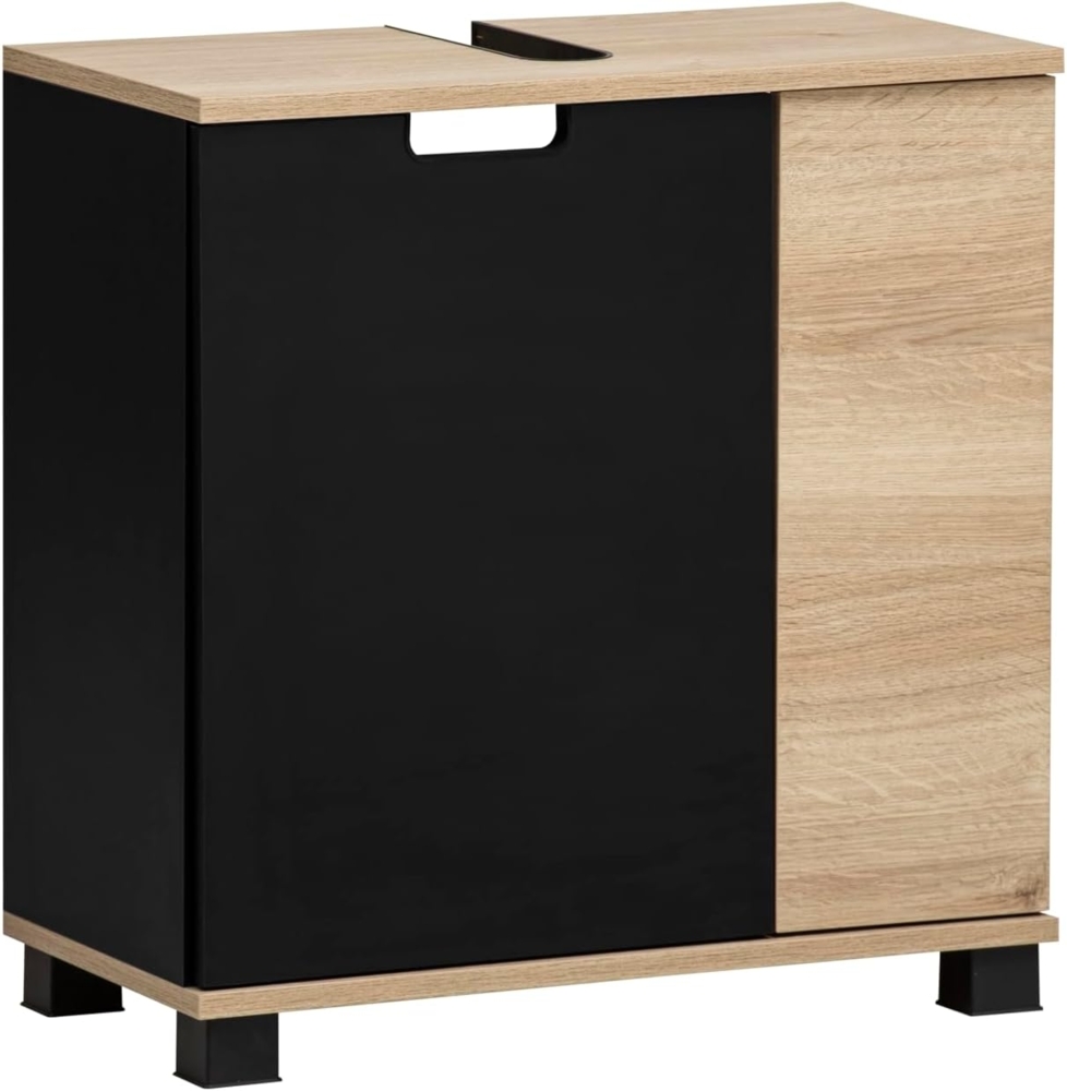 Schildmeyer Waschbeckenunterschrank Emmik 159515 schwarzmatt/weißeiche Dekor, 59,8 x 32,6 x 62,4 cm Bild 1