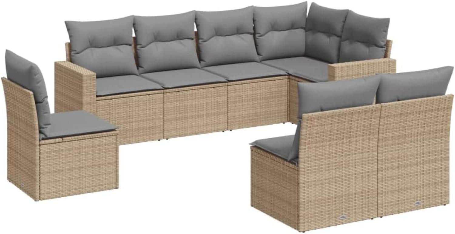 vidaXL 8-tlg. Garten-Sofagarnitur mit Kissen Beige Poly Rattan 3219059 Bild 1