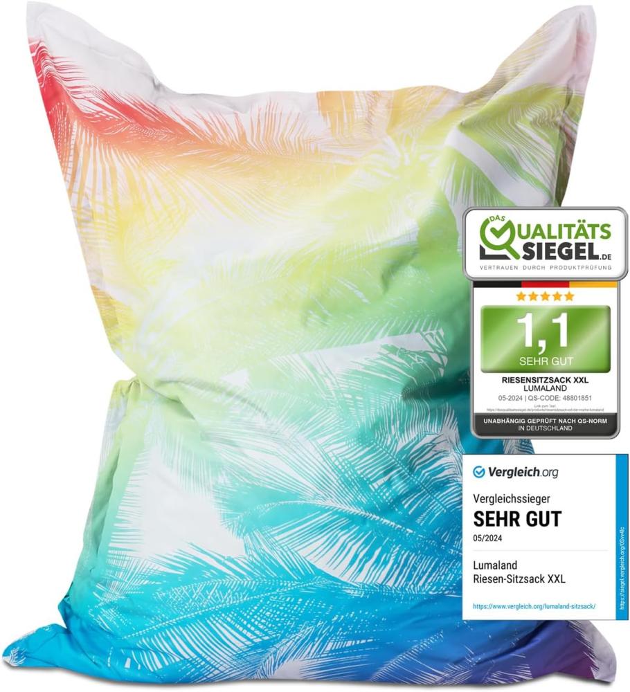 LUMALAND Sitzsack Classic XXL (380 L) - In- & outdoor - Special Edition Tropical Regenbogen Bild 1