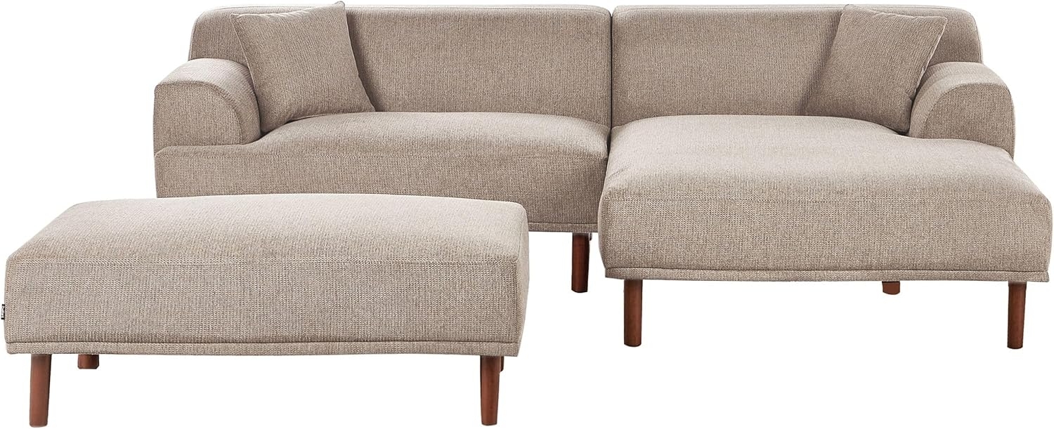Ecksofa 3-Sitzer HOLT Stoff Taupe mit Ottomane linksseitig Bild 1