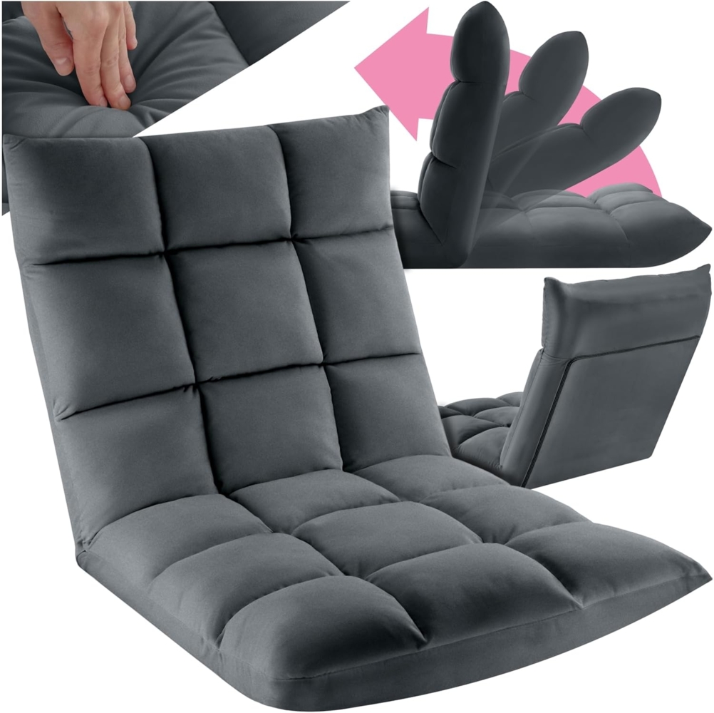 tectake Relaxsessel Fernsehsessel Snooze, 2 in 1 Samt, 14-fach verstellbar, 2 in 1 als Sessel oder Liege, gepolstert, mit Samtbezug Bild 1