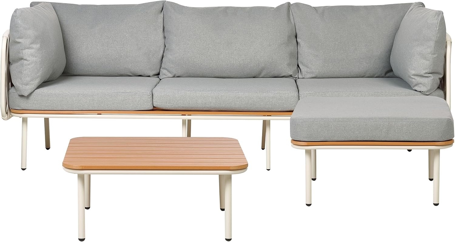 3-Sitzer Sofa mit Ottomane SENISE Metall Grau Bild 1