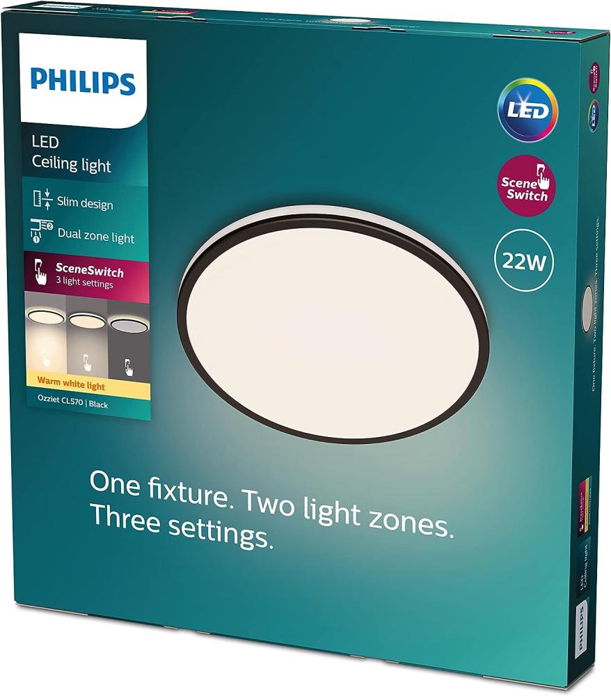 Philips Ozziet Deckenleuchte schwarz 2300lm SceneSwitch Bild 1