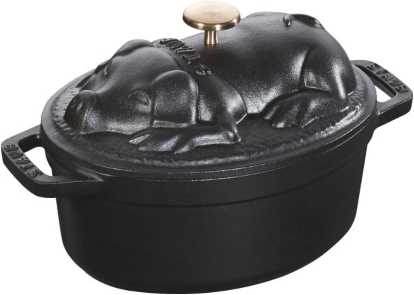 Staub La Cocotte Cocotte Schweinedeckel 17 cm, oval, Schwarz, Gusseisen Bild 1