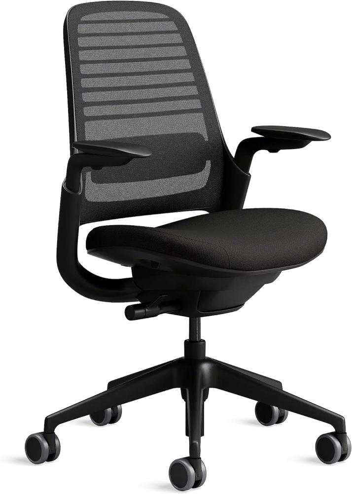 Steelcase Series 1 Bürostuhl mit Netzrücken in Schwarz und Sitzbezug in Onyx Schwarz Bild 1