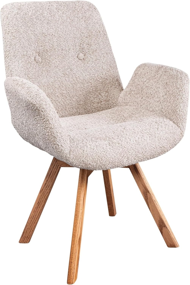 riess-ambiente Polsterstuhl BALTIC beige / natur (Einzelartikel, 1 St), Esszimmer · Bouclé · Eiche-Massivholz · mit Armlehne · 360° drehbar Bild 1