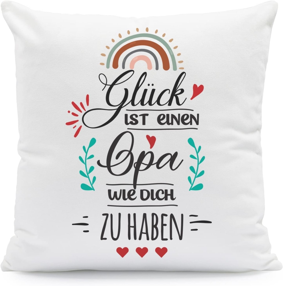 GRAVURZEILE Zierkissen mit Spruch - Glück ist - Geschenk für Freunde & Familie -, starke Farben ohne verblassen - Opa - mit Füllung Bild 1