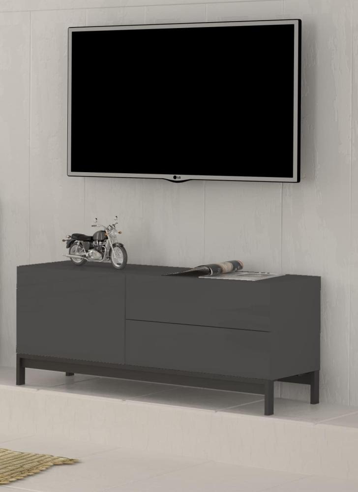 TV-Board >Mercogliano< in Anthrazit Hochglanz - 110x47. 7x40 cm (BxHxT) Bild 1