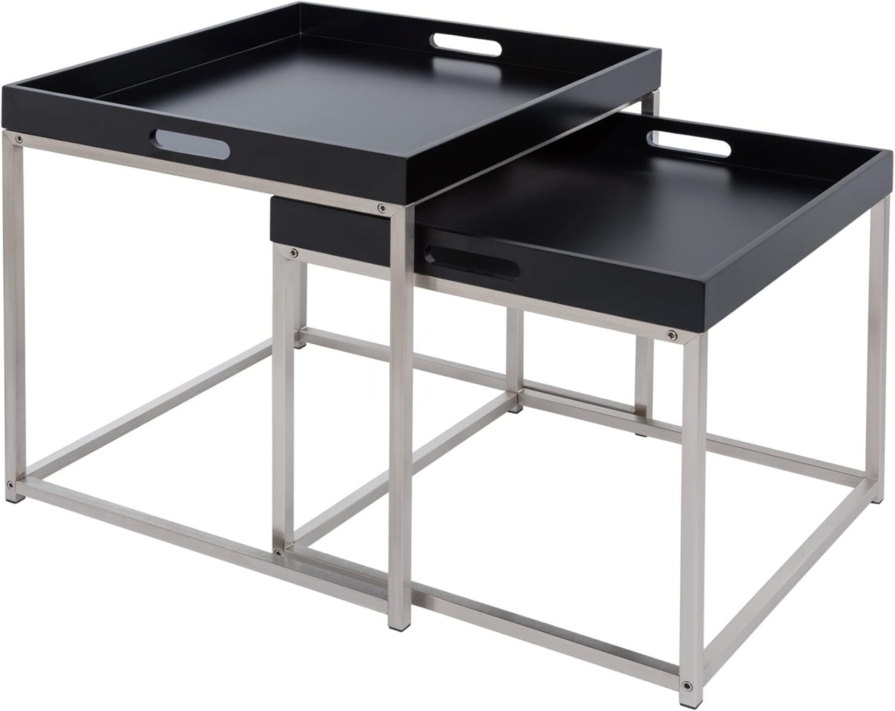 riess-ambiente Beistelltisch ELEMENTS 50cm schwarz / silber (Set, 2-St), Wohnzimmer · Holzwerkstoff · Metall · abnehmbares Tablett · Design Bild 1