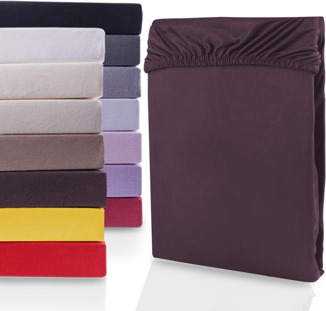 DecoKing Spannbettlaken 80x200 90x200 cm Braun Spannbetttücher Jersey 100% Baumwolle Boxspringbett Nephrite 80x200 90x200 Bild 1