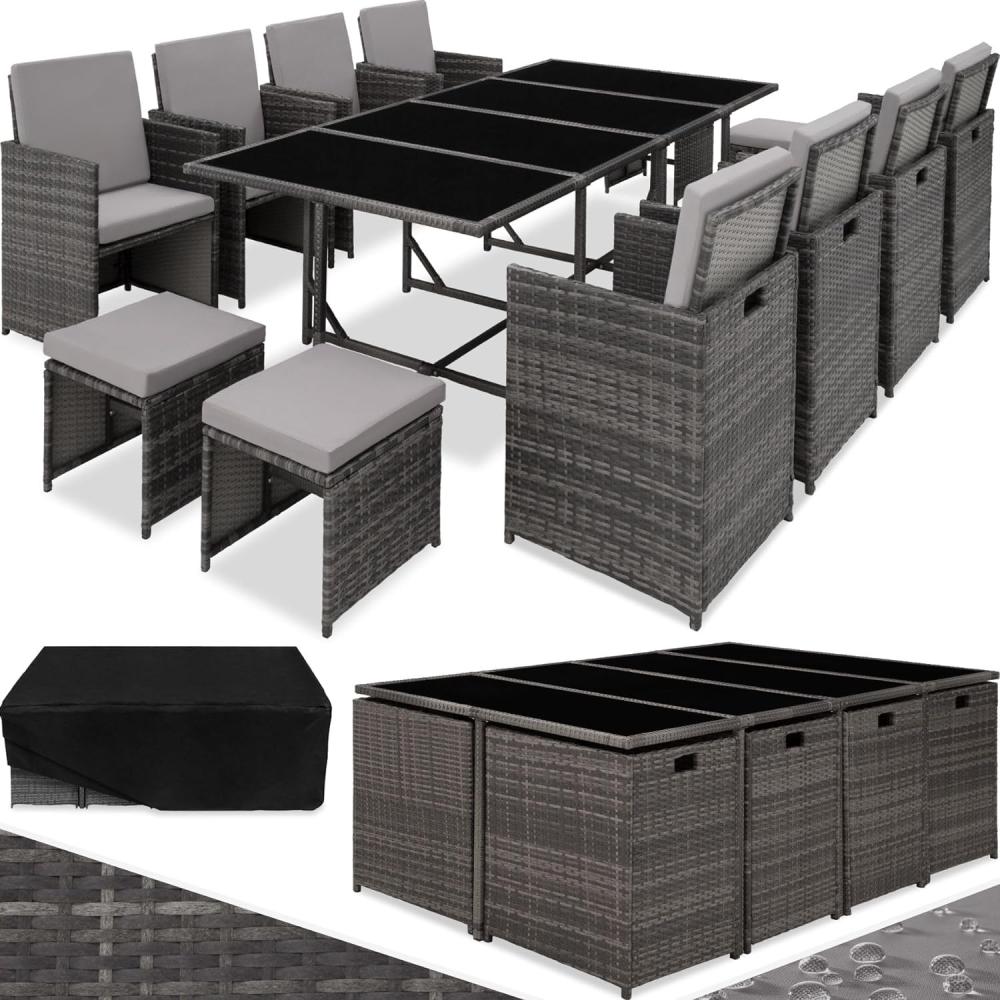 tectake Sitzgruppe Rattan Sitzgruppe, (Set, 12-tlg), für 8 bis 12 Personen Bild 1