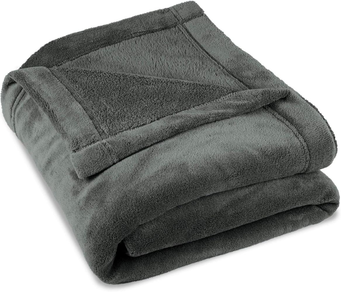 CelinaTex Flauschige Kuscheldecke XXL 220 x 240 cm grau Decke Sofa warm Wohndecke weich Mikrofaser Fleece Oeko-TEX Montreal Bild 1