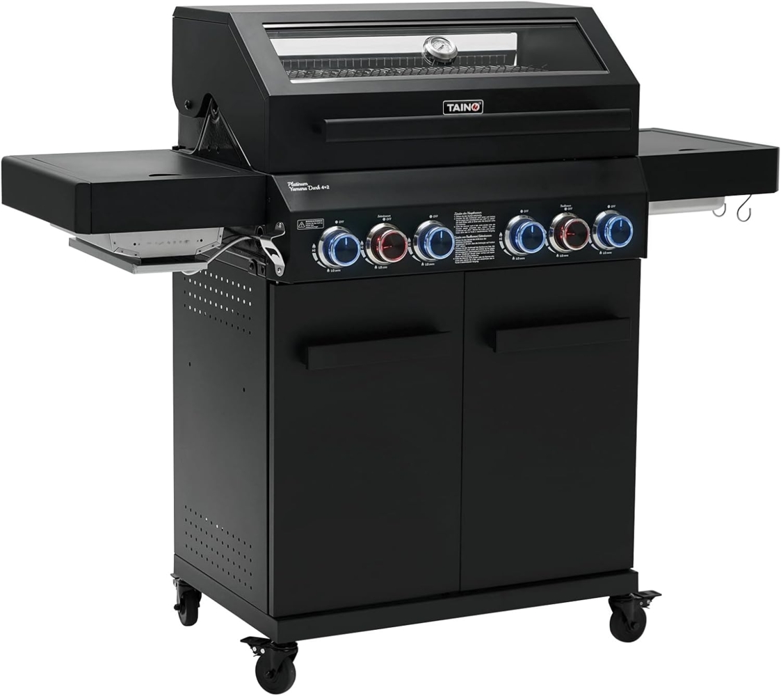TAINO PLATINUM YAMARA DARK 4+2 Gasgrill Stahl 4 Brenner Keramik Sear-Burner Keramik Backburner Piezo-Zündung Grillrost Gusseisen Bild 1