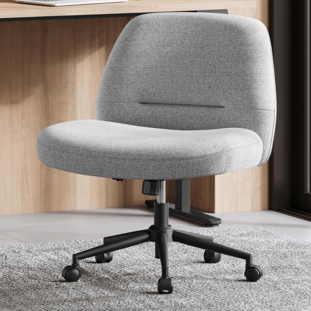 Songmics HOME Bürostuhl, Schreibtischstuhl, Drehstuhl, breite Sitzfläche zum Sitzen im Schneidersitz, modern, mit Kreuzfuß/Fußkreuz, höhenverstellbar, Wippfunktion, für Büro, Homeoffice, taubengrau OBGDE047G01 Bild 1